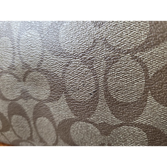 COACH Brown Signature Canvas Orange Leather Satchel Tote Shoulder Bag F58292 - Picture 12 of 15